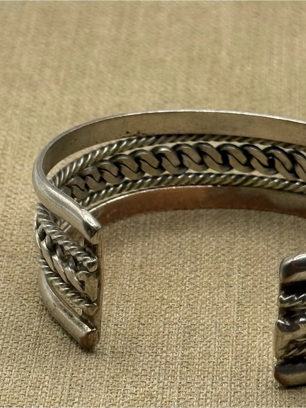 Mexico Multi-Texture Silver Tone Bangle cuff Bracelet